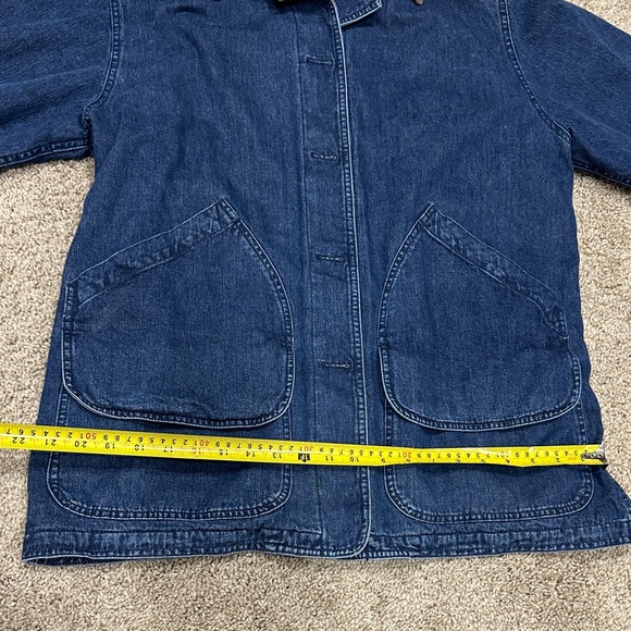 Lands' End Dark Blue Denim Jacket with Brown Corduroy Collar - Picture 10 of 11
